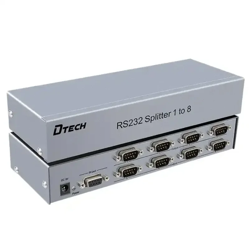 DTECH 1 Input 8 Output Serial Splitter Metal RS232 Serial Splitter 1 to 8 for Video Audio