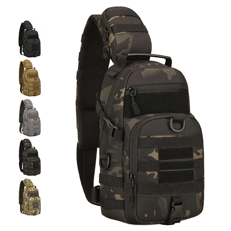 Protector Plus Tactical Sling Chest Pack Molle Military Nylon Shoulder Bag Men Crossbody Bag Military Outdoor Hiking Cycling Bag