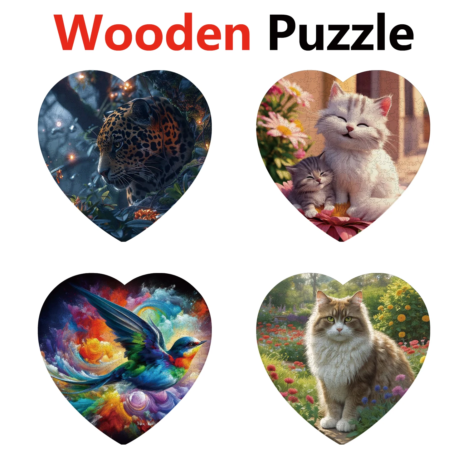 

Leopard Cat Little Bird Cat Animal Puzzles High Quality Jigsaw Puzzle Wooden Puzzle Best Christmas Gift
