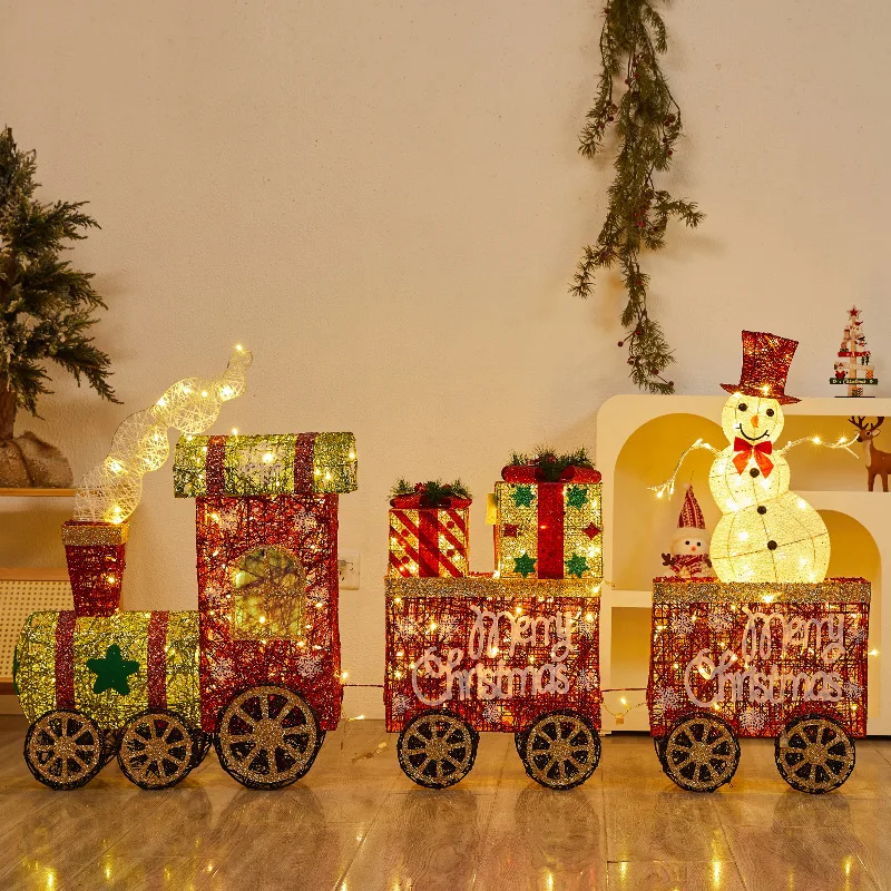 Christmas decorations with lights luminous three-dimensional small train street lights New Year's Day large-scale scene