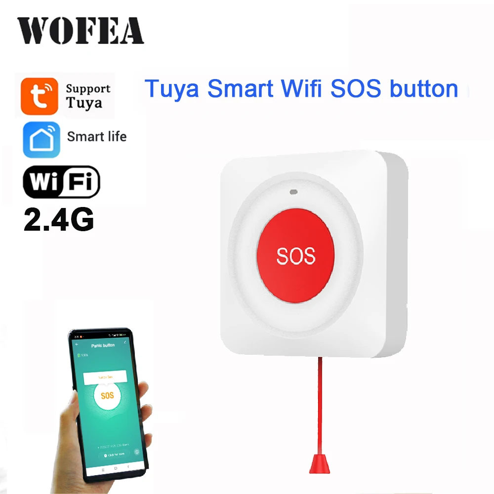 

Tuya Smart WiFi Беспроводная тревожная кнопка SOS Кнопка аварийного вызова для пожилых людей Детские пациенты Оповещение и помощь