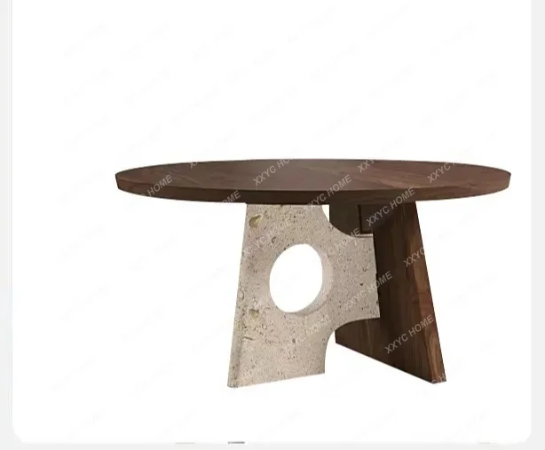 32 Medieval Wabi-sabi RetroNordic Solid Wood Dining Table Simple Modern  Round Dining Table Creative Home Cave Stone Ta