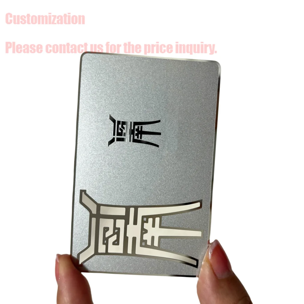 

Customized inquiry Pre-printed Business Card Engraved Silver Metal Customized Logo Cut Off Metal Business Card