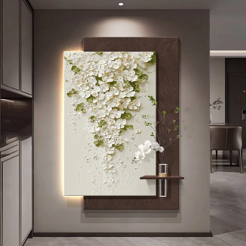 Led Light Hydroponic Green Plant Entrance Door Decoration High-end Feeling Corridor Hanging Flower Wall Lamp Painting home decor
