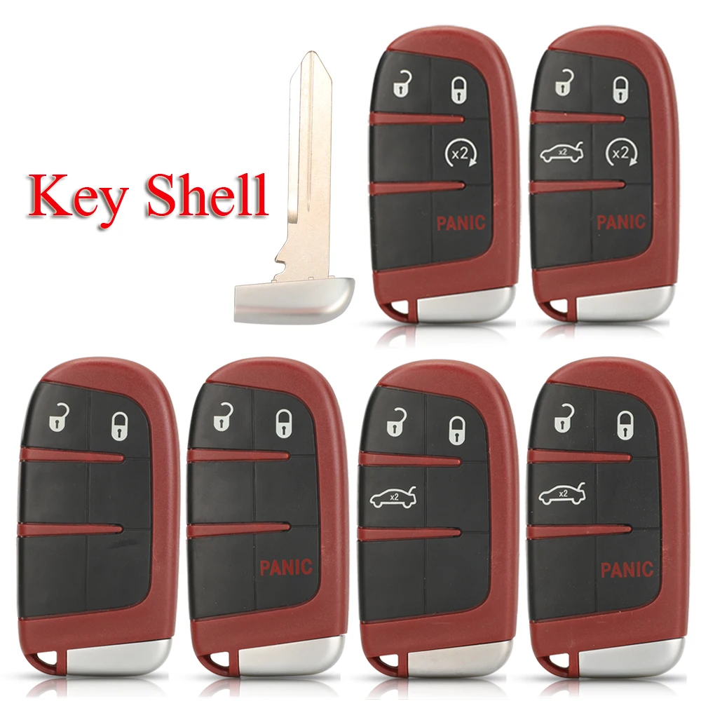 jingyuqin Fit SRT Hellcat Remote Car Key Shell Red For Dodge Dart Challenger Charger Durango Journey For Jeep Chrysler 300