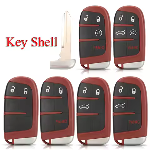 jingyuqin Fit SRT Hellcat Remote Car Key Shell Red For Dodge Dart Challenger Charger Durango Journey For Jeep Chrysler 300
