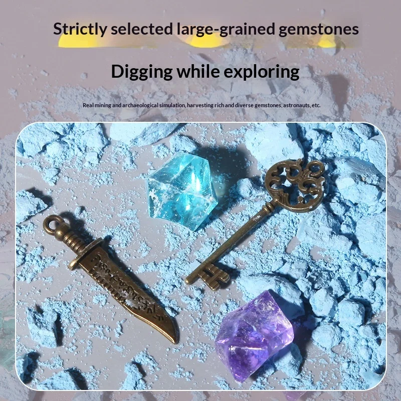 Unbranded Archaeology Dig Treasure Hunt Kit With Gemstone Fossil Sword Key Diamond Handmade Exploration Blind Box For Kids