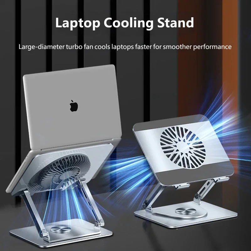 Universal 360° Rotating Carbon Steel Laptop Tablet Stand, Foldable Height Adjustable Desktop Riser for PC Mac