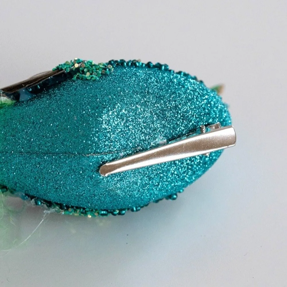 

Glitter Christmas Peacock Ornaments Handmade Simulation Bird Feather Birds Decor Realistic Faux Peacock Feather Home Party Decor