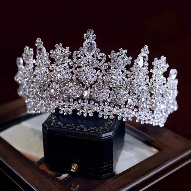 NiuShuya Big Crown for Queen Princess Pageant Tiaras  Rhinestone Headbands for Women Bride Wedding Hair Accessories