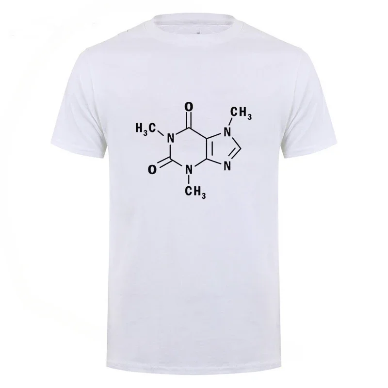 T-shirt manches courtes homme, estival et harajuku, en coton, avec la caféine, formule moléculaire, science, chimie