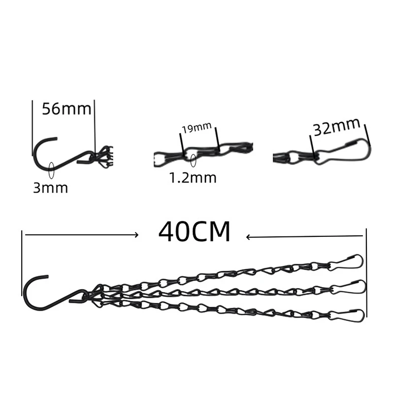 1 قطعة 40 سنتيمتر اناء للزهور سلسلة معلقة مع 3 السنانير بوعاء النباتات المائية زراعة وعاء ديكور حديقة المنزل #6