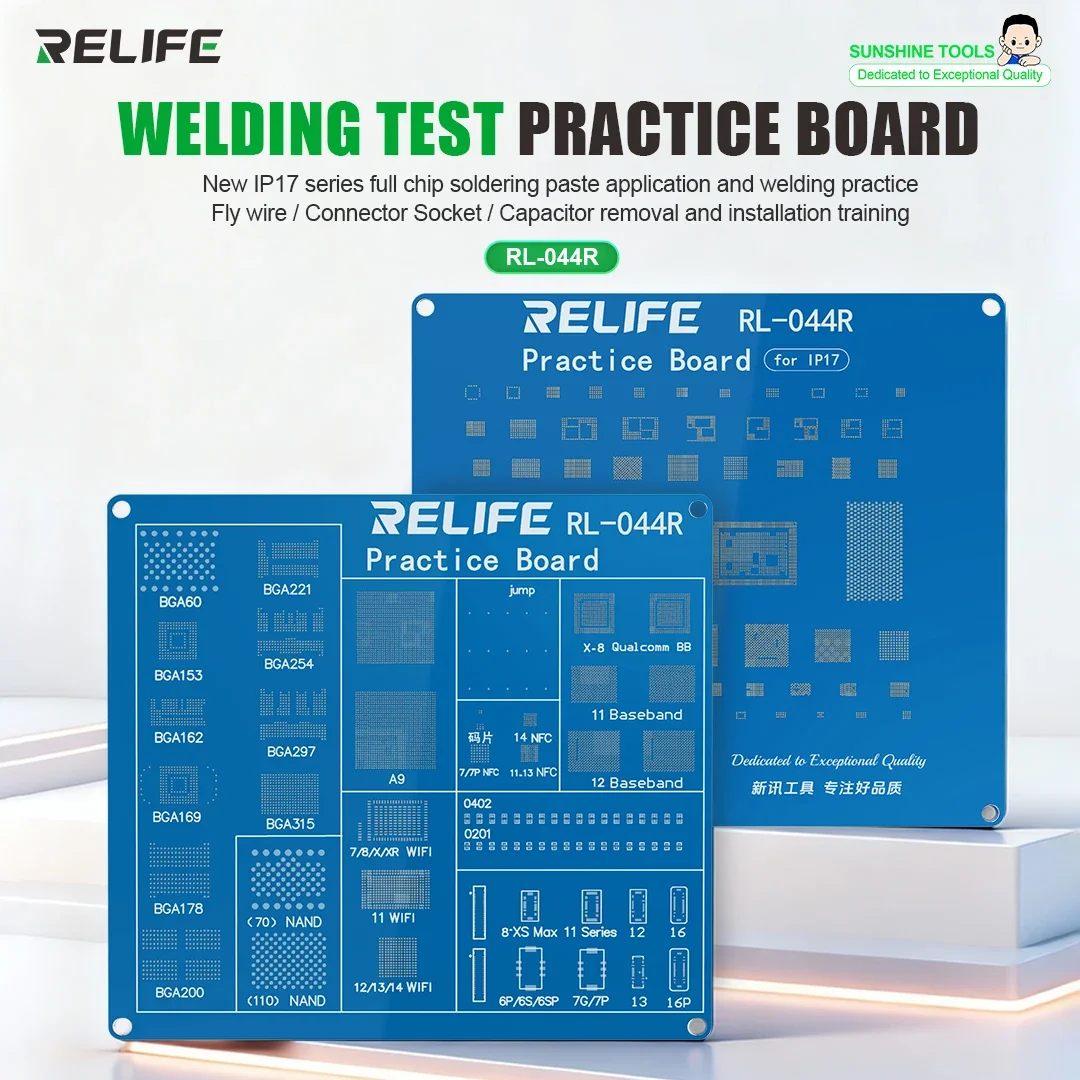 

RELIFE RL-044R Welding Test Practice Board Connector Socket Capacitor Removal and Installation Training Practice Board