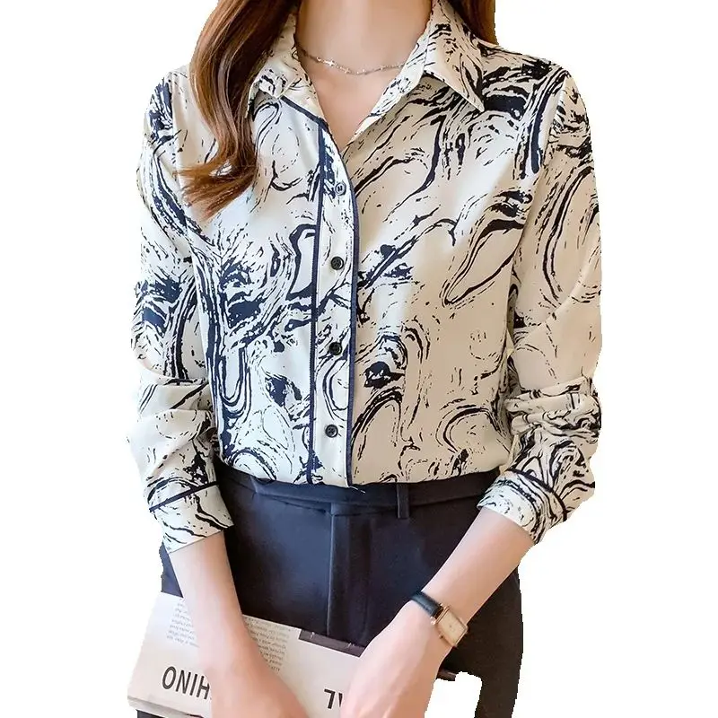 Camisas estampadas con botones para Mujer, Blusas de manga larga para primavera y otoño