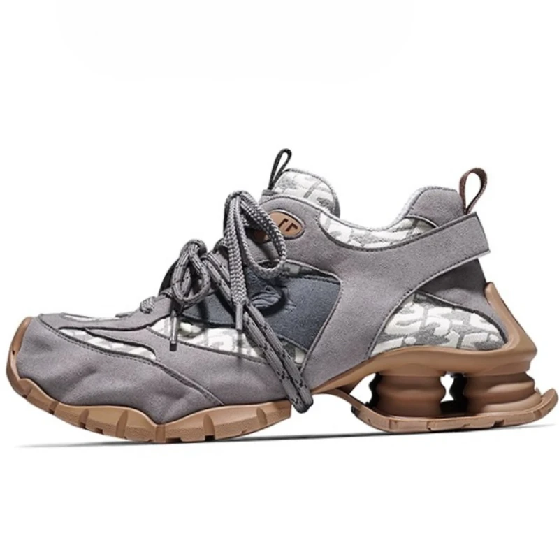 Genuine Leather Cushion Soft Soled Daddy Shoes Men's and Women's Increased 6cm Casual Sneakers Couples Sports Thick Bottom Shoes