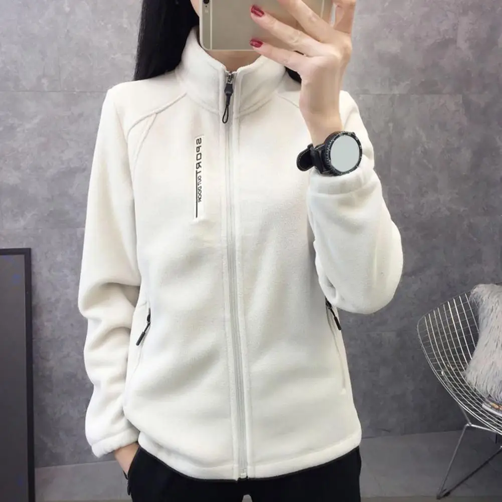 Women Fleece Jacket Zip-up Women Coat Women’s Polar Fleece Jacket with Stand Collar Zip-up Thermal Cardigan for Exercise Sport