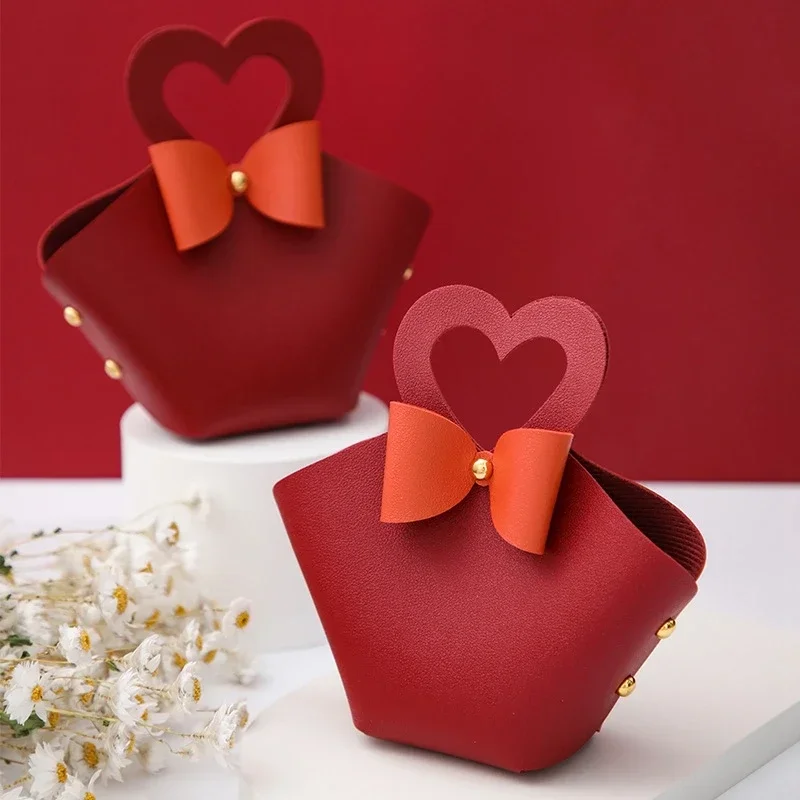 20PCS Leder Geschenk Taschen Bogen Band Verpackung Tasche Hochzeit Gunsten Verteiler Taschen Weihnachten Süßigkeiten Verpackung Box Mini Handtasche – Detail 22
