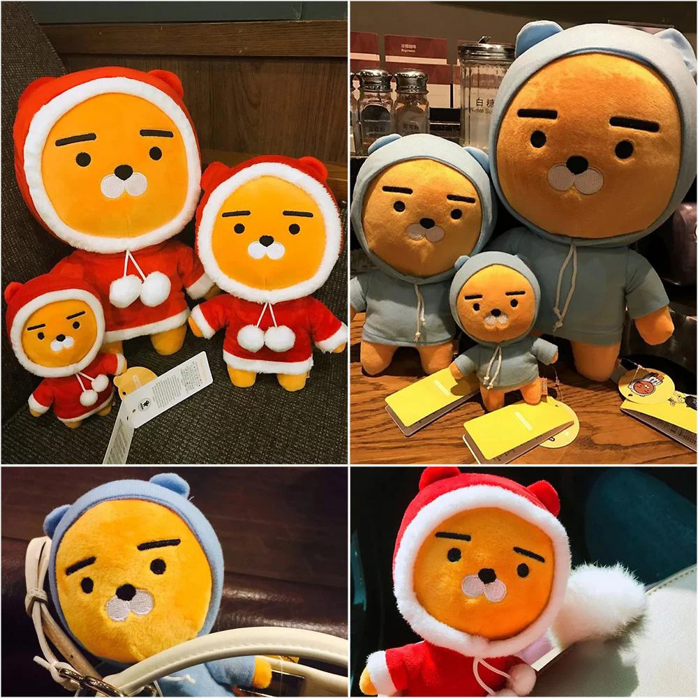 4 Styles Kakao Hoodie Plush Toys Christmas RYAN Stuffed Doll Cute Kakao Lion Pendent Xmas Room Decor Gift For Kids