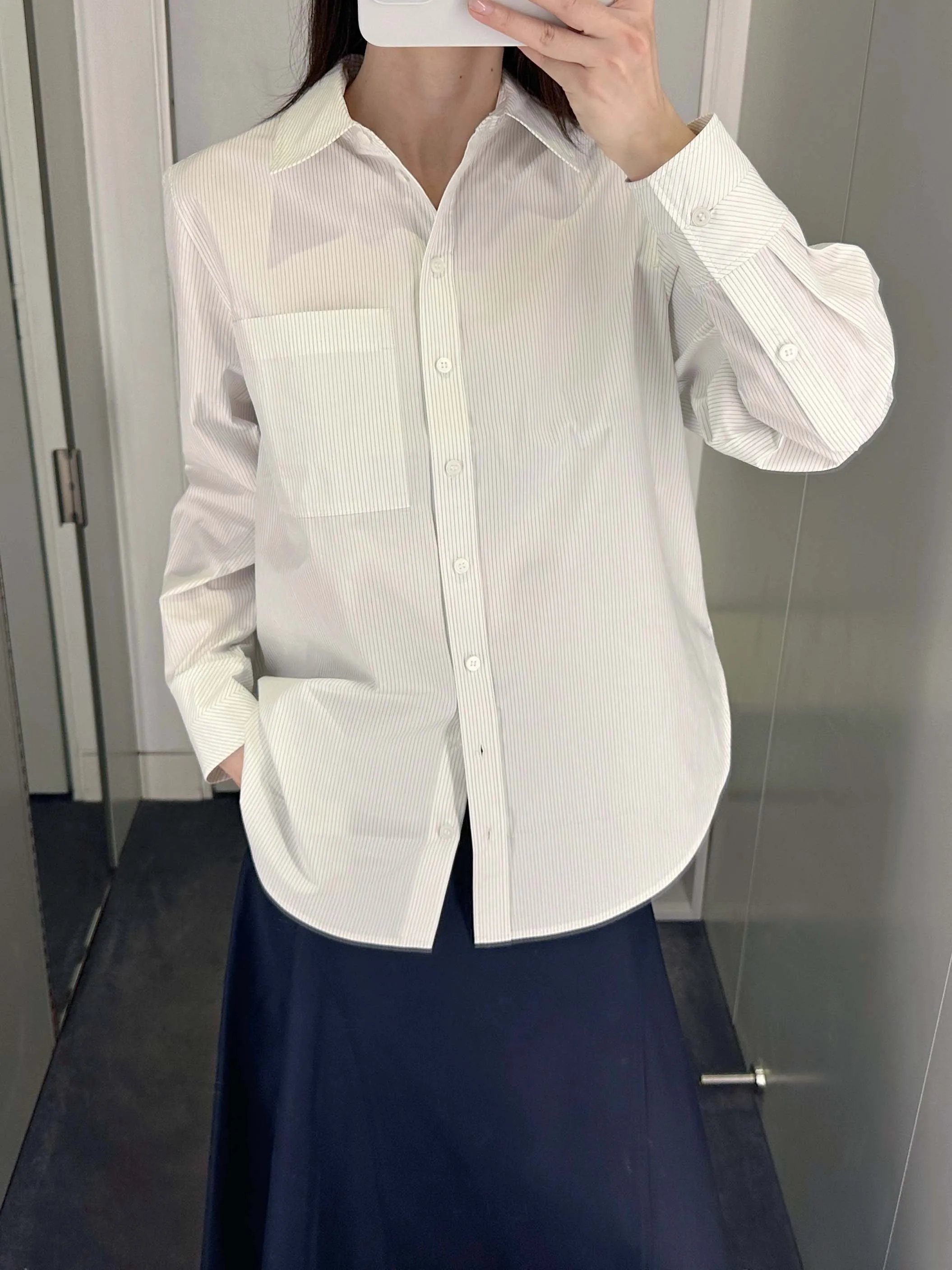 

Stand Fit Long Sve Button up Women's irt arp Collar Cosniu Sle Striped Cotton Office Wear Spring Collection