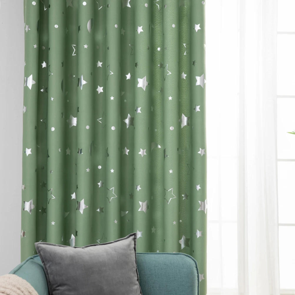 

1 pc Silver Stars Moon Print Thermal Insulated Blackout Curtain Window Heat Insulation Fabric Living Room Bedroom 100X130Cm Pink
