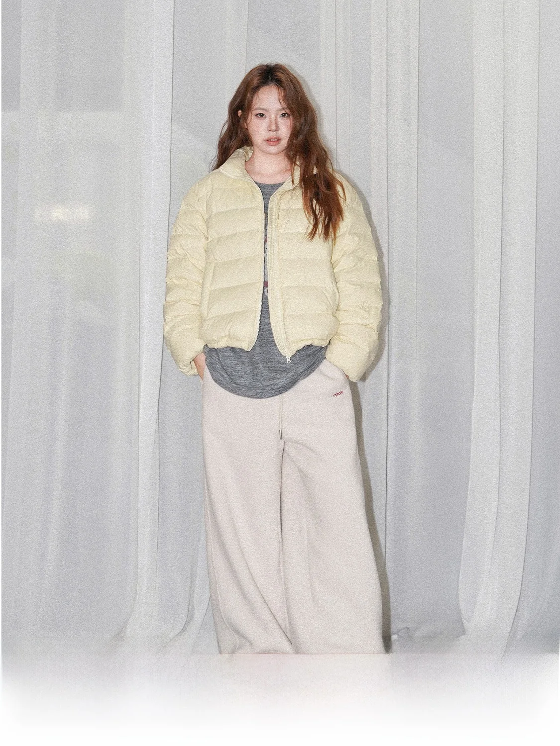 

JINGU Pure Color ort down Jaet Korean Sle Warm Oxygen ket Bread Stand Collar Zipper Closure White Du down Filling