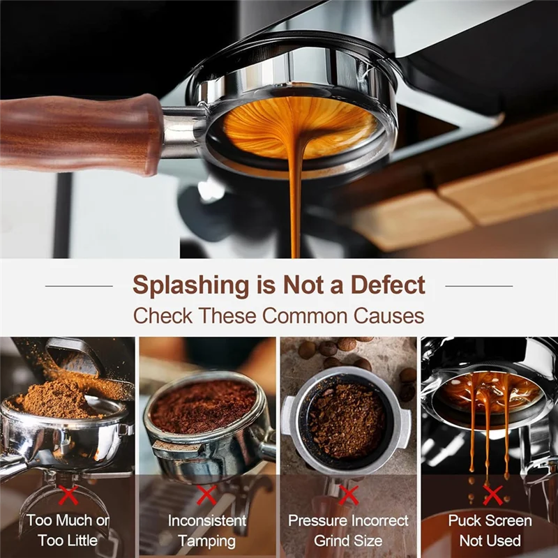 

51Mm Bottomless Portafilter With Puck Screen, 3 Ears Stainless Steel Professional Espresso Portafilter-A77G