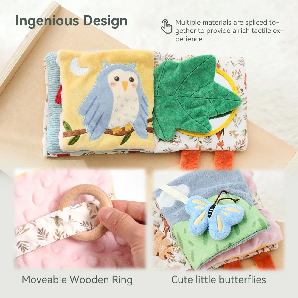 Bebê macio livros brinquedos crinkle pano livro caudas de animais para bebê infantil desenvolvimento precoce carrinho interativo brinquedos macios presentes do bebê