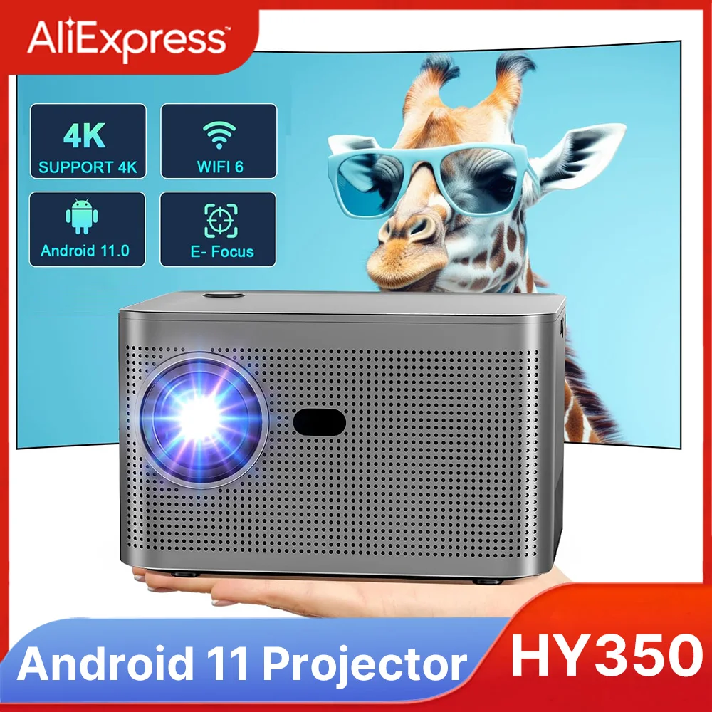 HY350 MINI Projector Android 11 4K 1920*1080P Dual Wifi6 580ANSI AllwinnerH713 2G+32G Voice Control BT5.0 Home Cinema Projetor