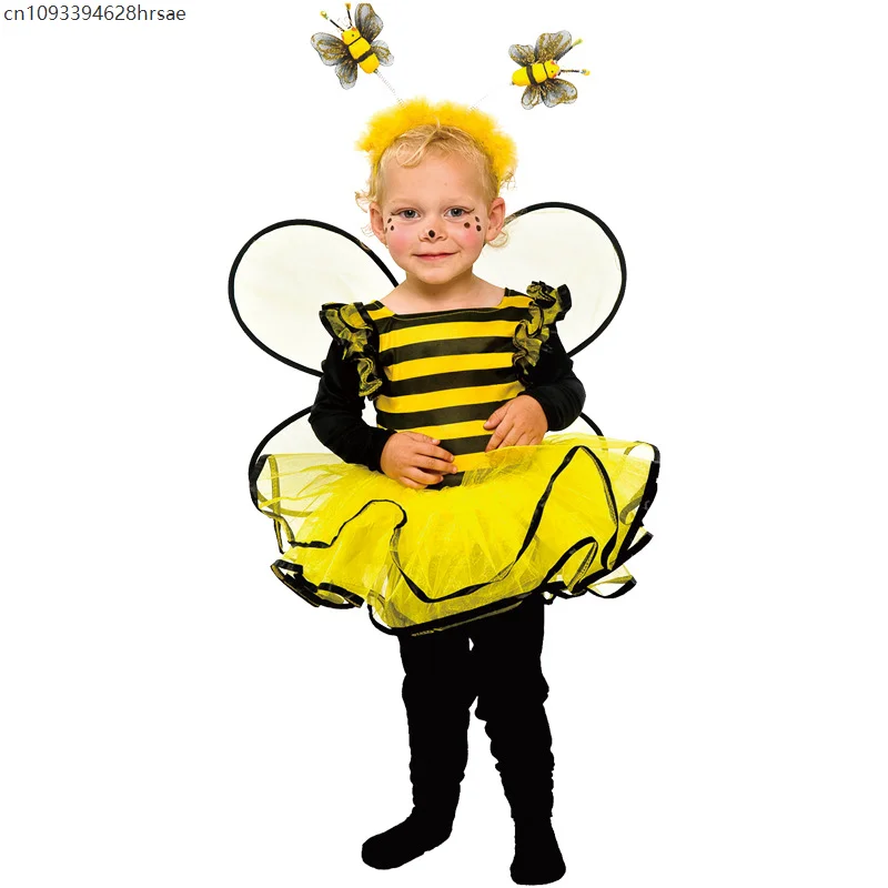 

Girls Little Sweet Honey Bee Fancy Tutu Dress Child Halloween Cosplay Toddle Kids Bumble Bee Costume