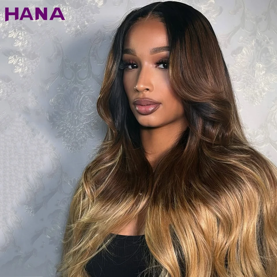 

Ombre Brown Blonde Color Transparent Lace 13x4 13x6 Body Wave Lace Frontal Wig Pre-Plucked Remy 5x7 Lace Closure Human Hair Wigs