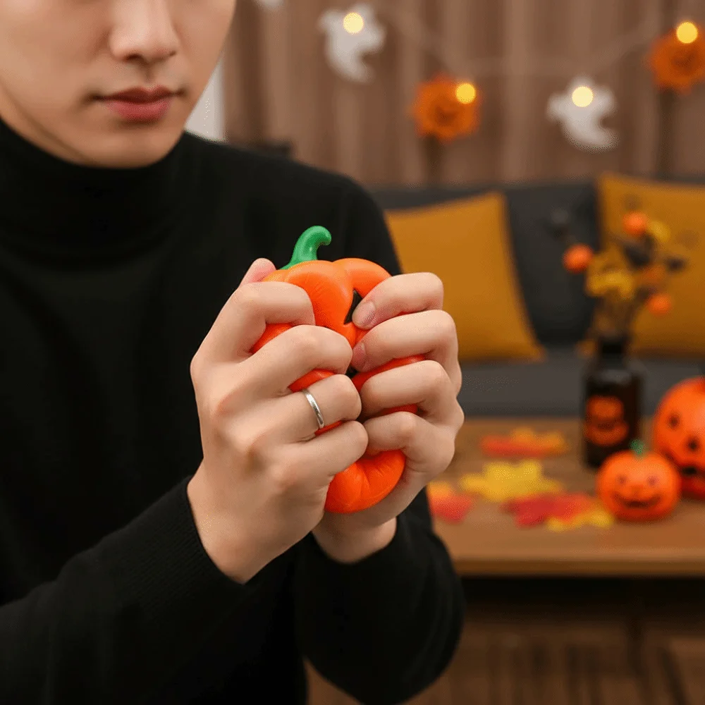 Slow Rising Pumpkin Squeeze 3D Shaped Bright Orange Slow Rising Squishy Lightweight Creative Design Relaxing Soft TPR