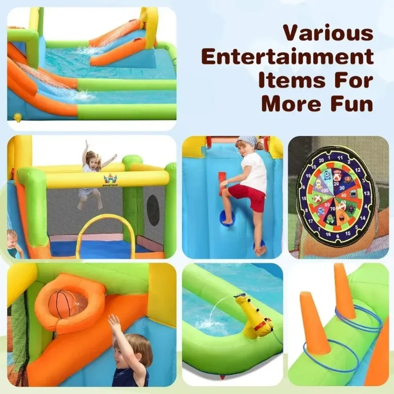 A Inflatable Water Slide, 20.5x11FT Mega Waterslide Park Bounce House for Outdoor Fun w/Long Slide, Giant Splash Pool view 5