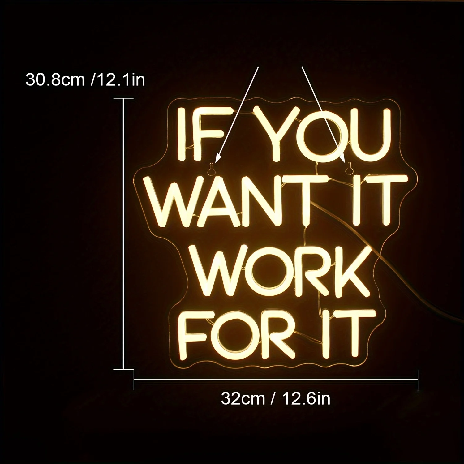 If You Want It Work For It Neon Sign, Dimmable LED Neon Signs for Wall Decor, Bedroom, Home Bar, Club, Hotel Party
