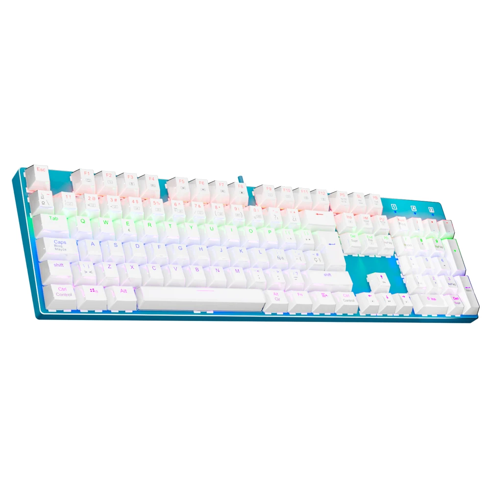 Teclado Mecânico USB E-YOOSO Z88 Rainbow FALCON com Switch Azul, 104 Teclas para Jogadores de Computador e Laptop
