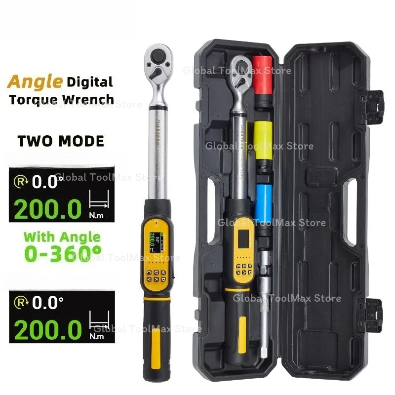 Digital Angle Torque Wrench 6Pcs 10-200N.m 1/2 Inch Drive Tire Torque Wrench with Angle for Car Motorcycle Auto Repair