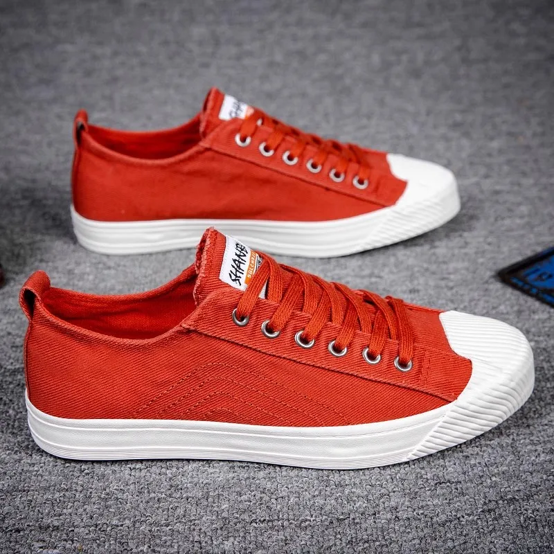 

Мужские повседневные кеды из канваса с защитой от запаха, модные, низкие, дышащие, на плоской подошве, с круглым носком, цветные