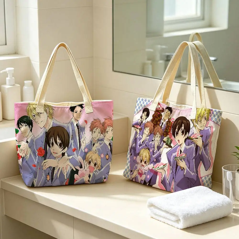 Anime Ouran High School Host Club Storage Bags Fashion Cotton Polyester Tote Bag Eco Friendly Large Capacity Shopping Bag view 3