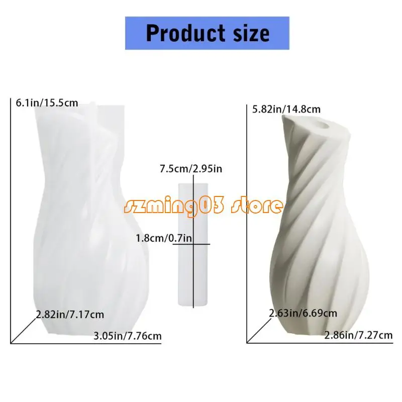 H9EC Striped Silicone Vase Molds for Flower Vase Epoxy Resin Silicone Molds