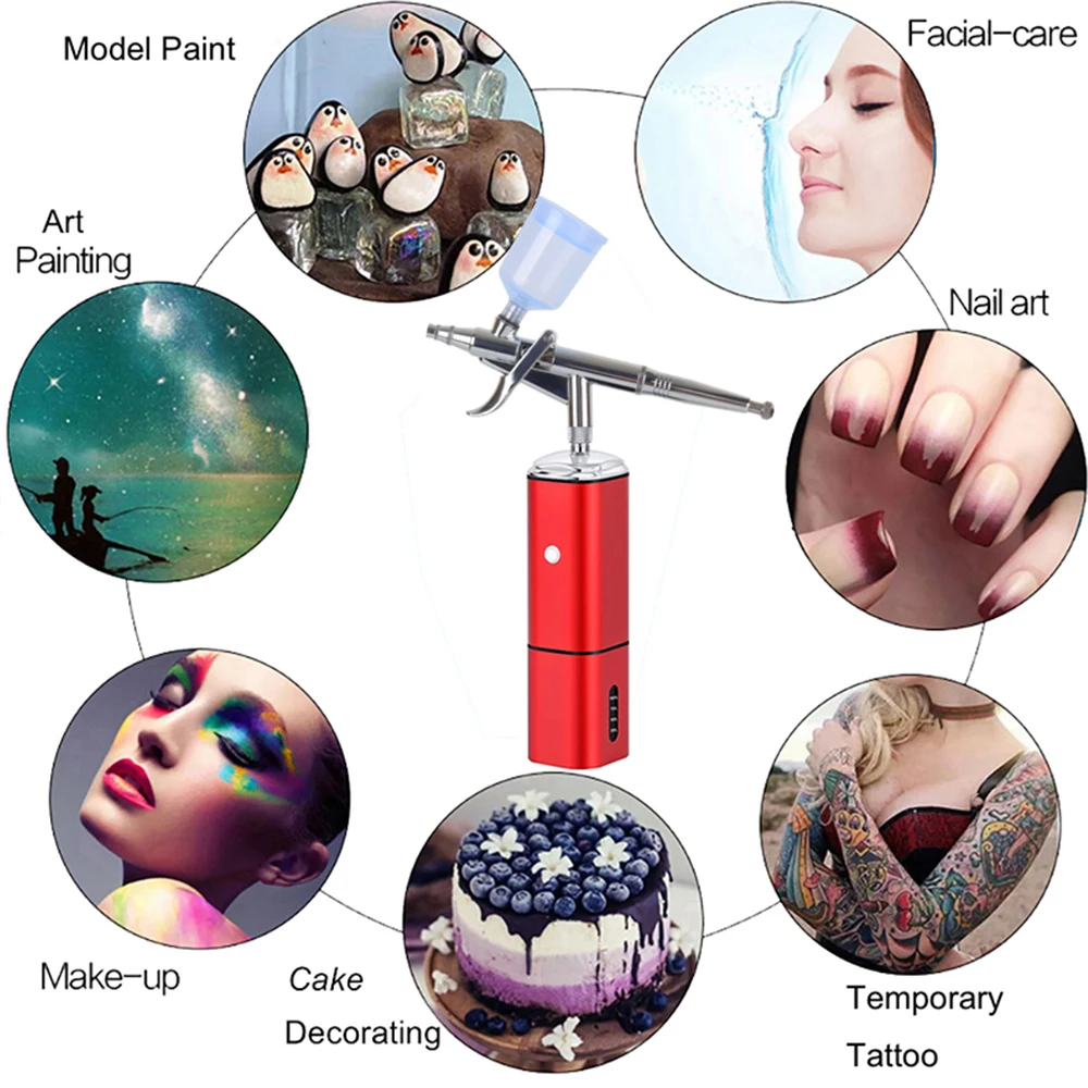 High Pressure Replace Battery Airbrush Compressor Dual Action Spray Mini Hold Beauty Salon Makeup Nail Tattoos Cake Tools