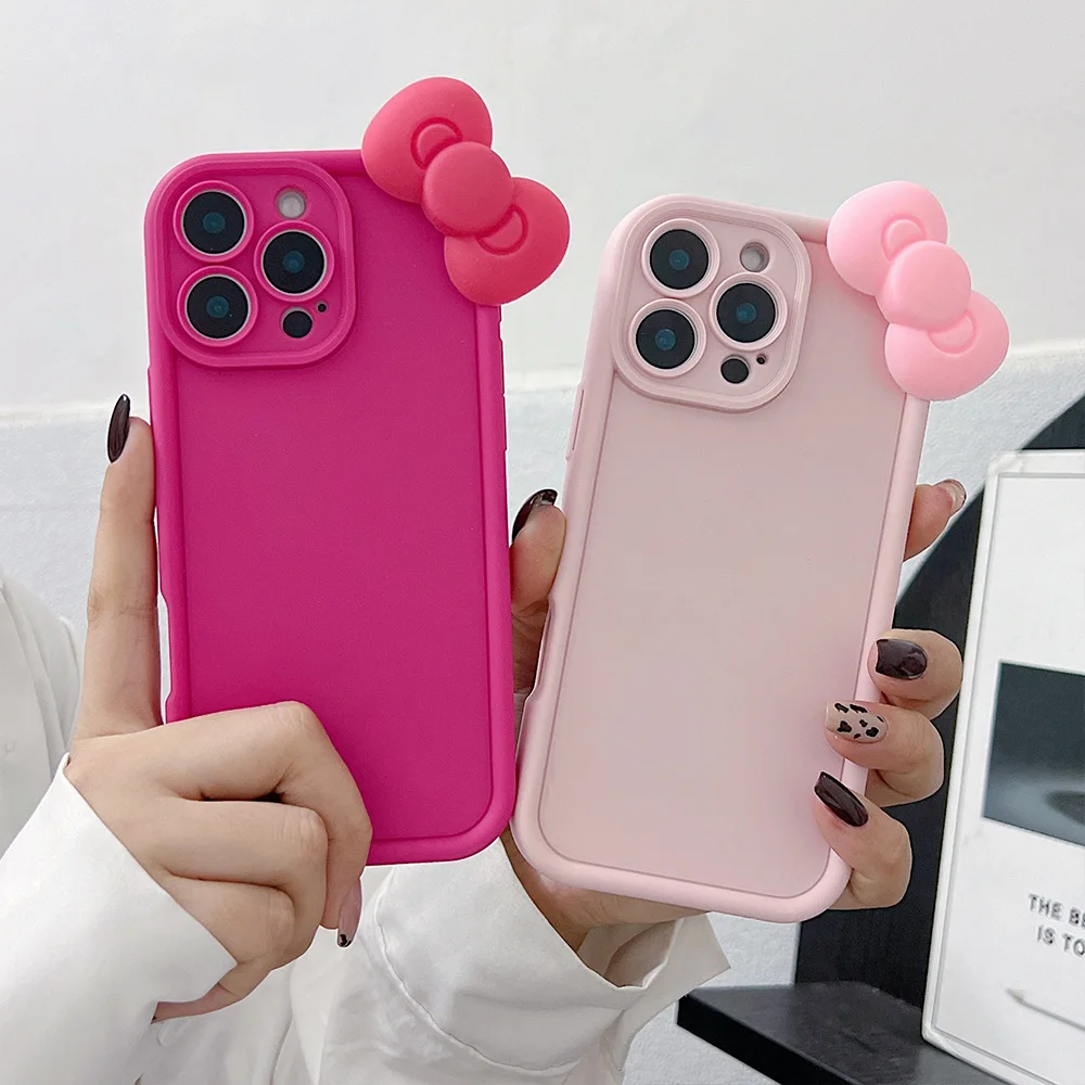 

Cute 3D Bow Silicone Soft Phone Case For Xiaomi Redmi 14C 13C 12C Redmi Note 13 12 Pro Plus 5G 12S 12 11S 11 10S 10 Soft Cove