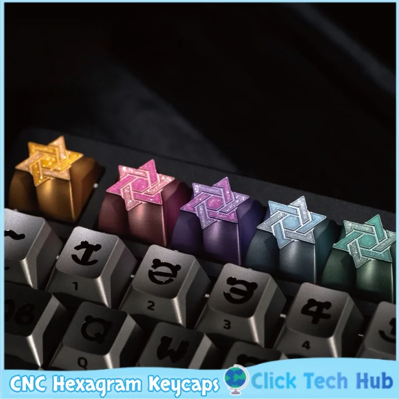 Cnc Hexagram Personalized Keycaps 1u Aluminum Alloy Keycaps Pg Series Metal Keycaps Customized Mechanical Keyboard Keycaps