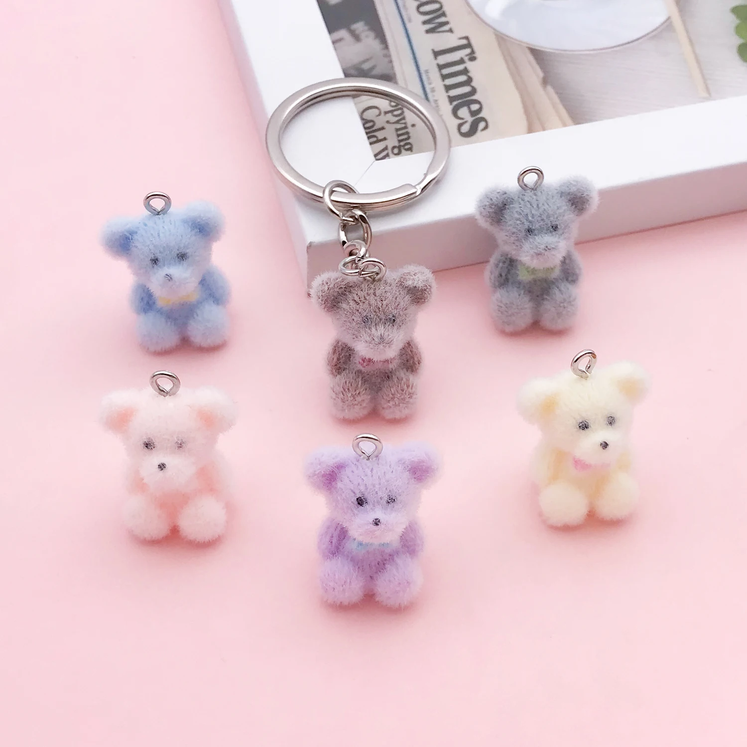 5pcs/10pcs Resin Flocking Teddy Bear Pendant Jewelry Making DIY Earrings Charms for Jewelry Bracelets Necklace
