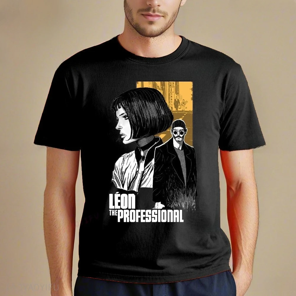

2025 Leon The Professional Cinema Men Tee Tops Movie Poster Fashion Super Cool Jean Reno Assasin Unisex Design Best Gift T Shirt