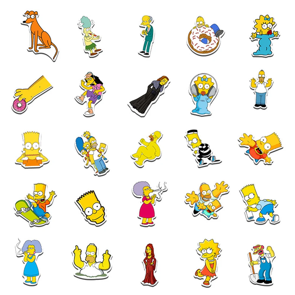 10/30/50pcs Cool The Simpsons Cartoon Stickers Comedy Family Anime Sticker Phone Luggage Laptop Fun Graffiti Decals Kids Toys