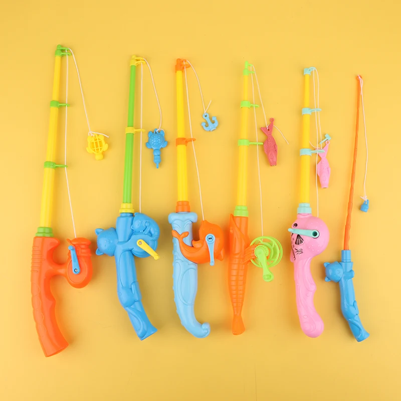 1Pc Children 's Magnetic Fishing Rod With 10 Random Small Fish Bathtub Pool Water Fishing Toy Parent-child Interactive Toys