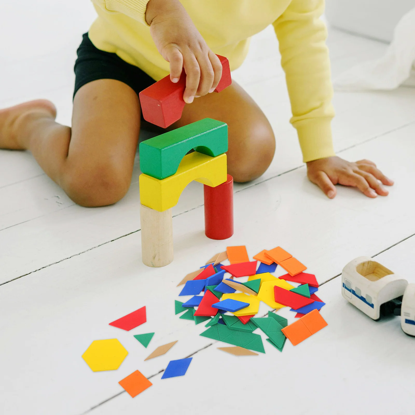 64 шт., красочные блоки из пенопласта Eva геометрической формы для классов, дошкольников, дома, школы, обучения математике, манипуляции, оптом