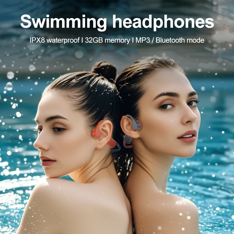 Bone Conduction Headphones IPX8 Waterproof MP3 Player Wireless Swimming Headphone Sports Ear-hook Earphones With Mic for xiaomi