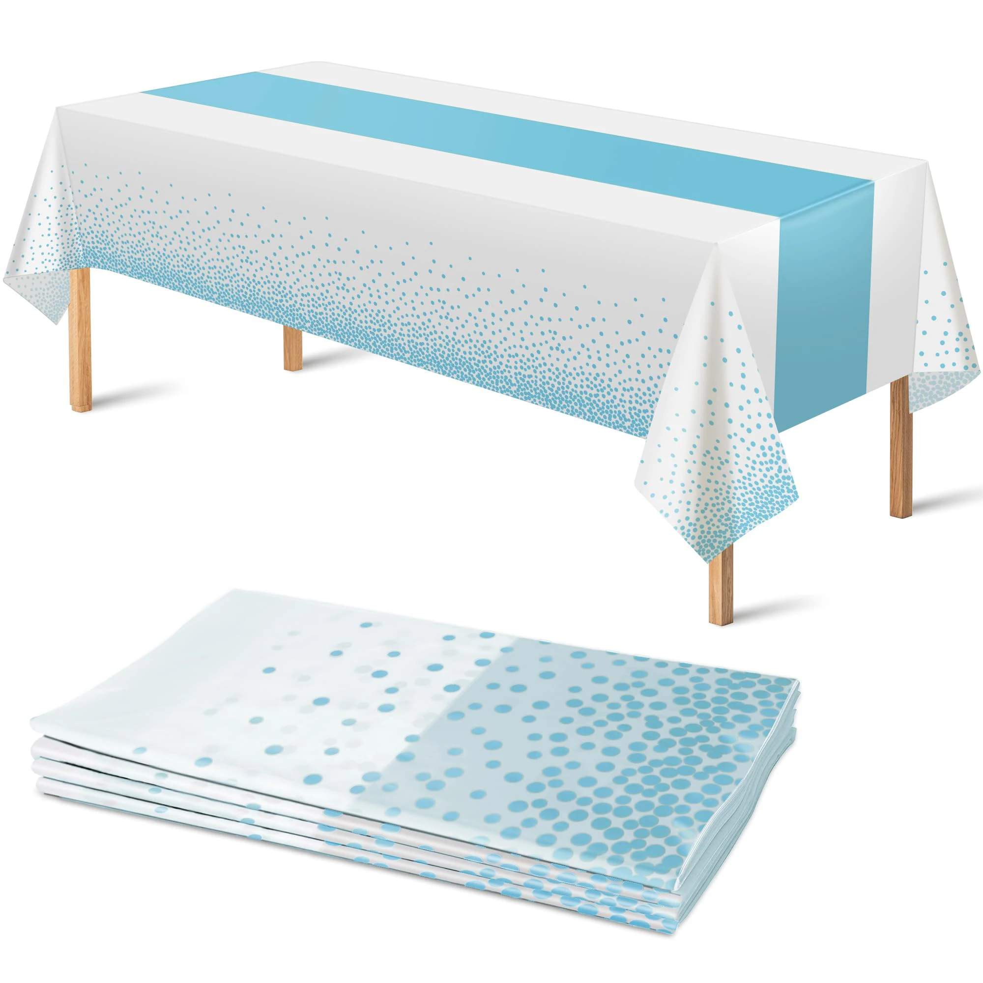 Disposable Plastic Table Cloths for Parties White and Blue Rectangle Table Covers for Wedding Bridal Shower Birthday Baptism