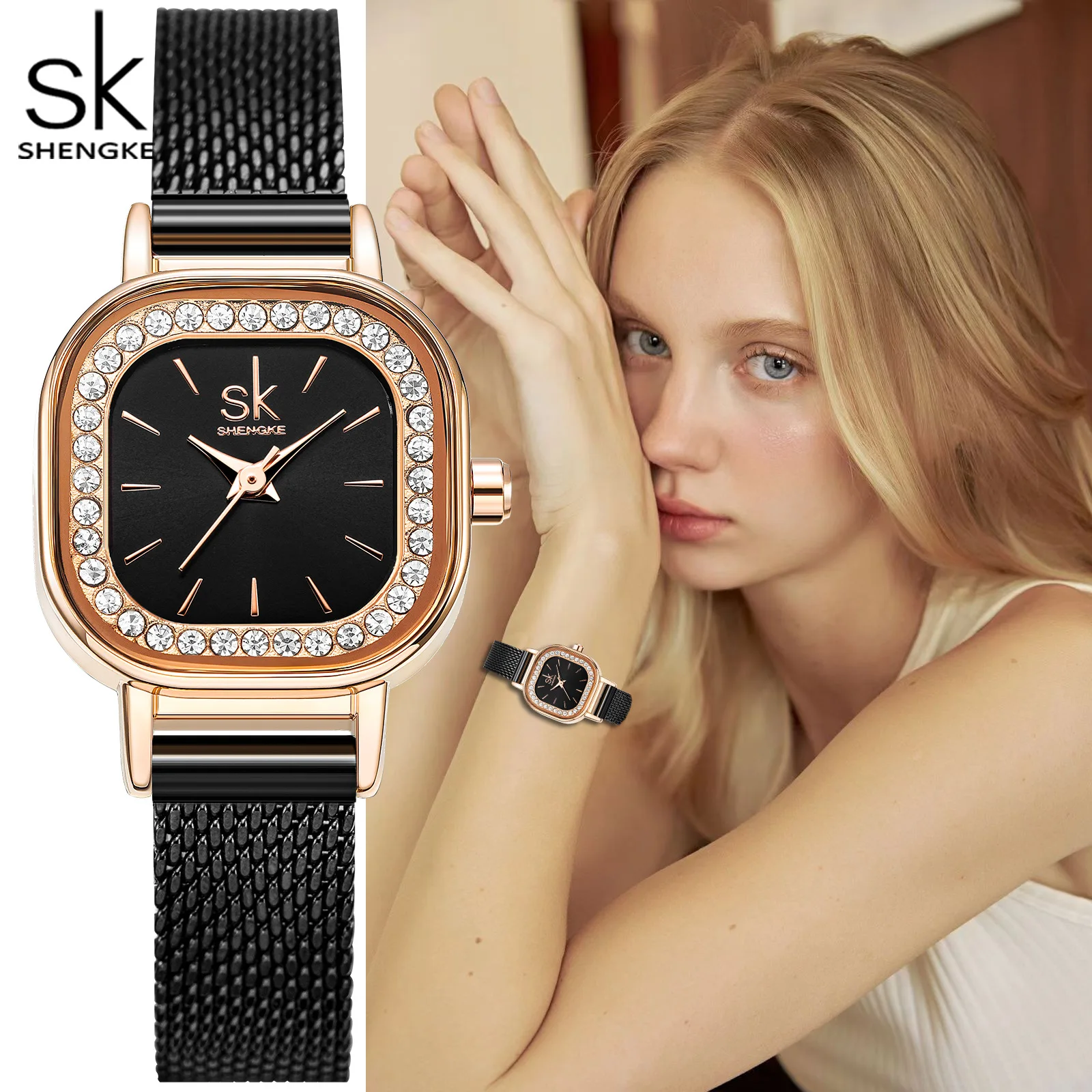 

Women'S Small And Luxurious Square Quartz Watch, A Perfect Gift For Ladies. A High-Quality, Finely Crafted Timepiece.