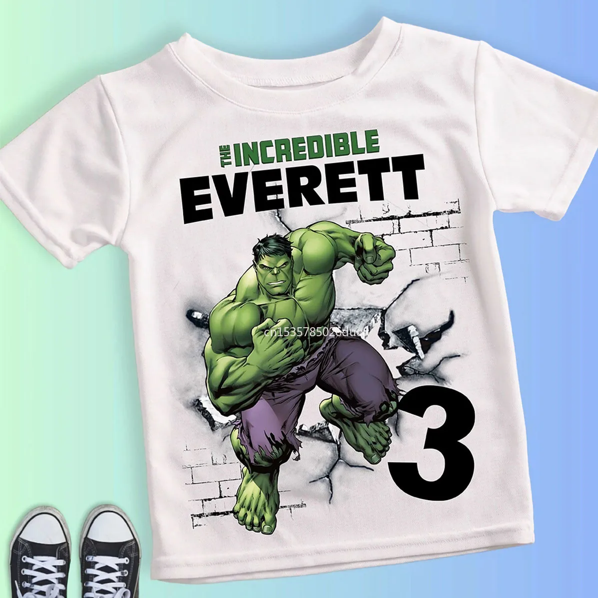 Boy Birthday Hulk Personalize Name Shirt Children 2 3 4 5 6 7 8 Years New Marvel Hulk Birthday Summer White Short Sleeve T-Shirt